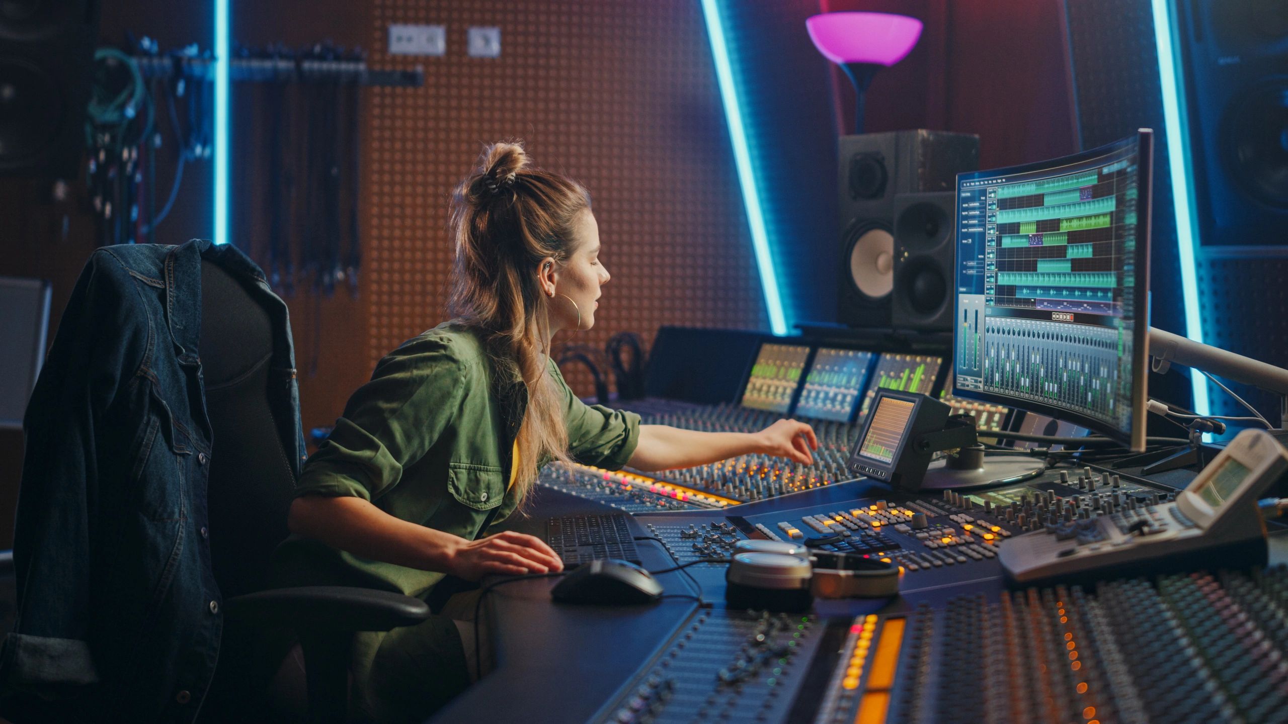 audio engineer mixing console