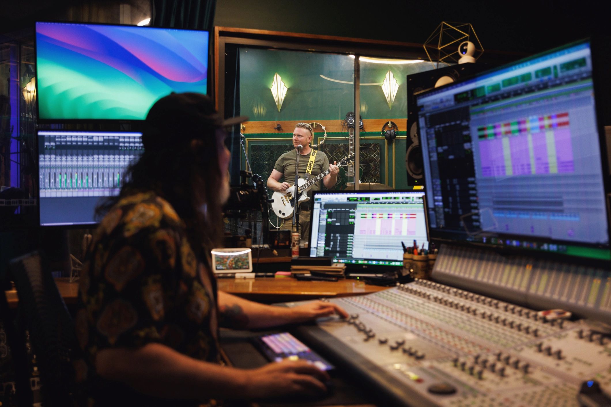 audio engineer mixing console